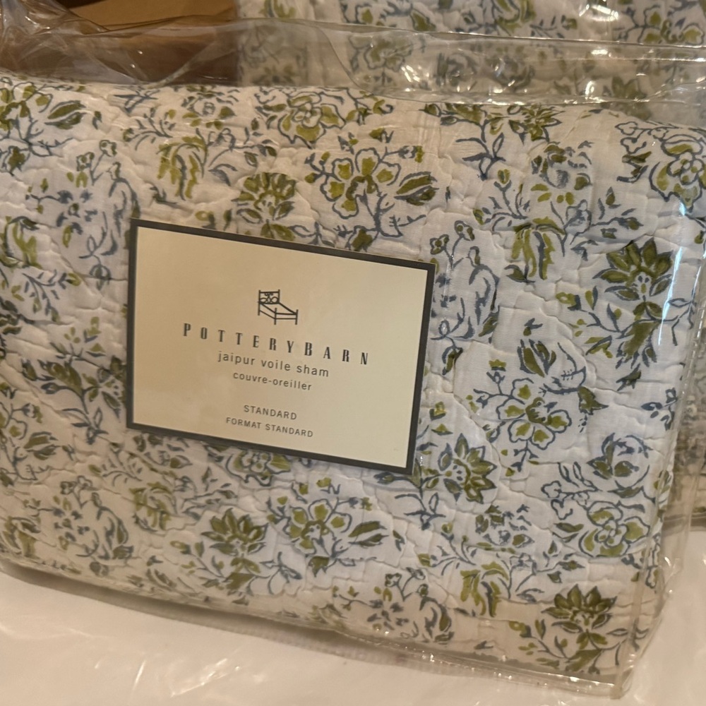 New Pottery Barn Jaipur Floral Block Print Voile Sham, 100% Cotton, S/2 - Picture 2 of 7